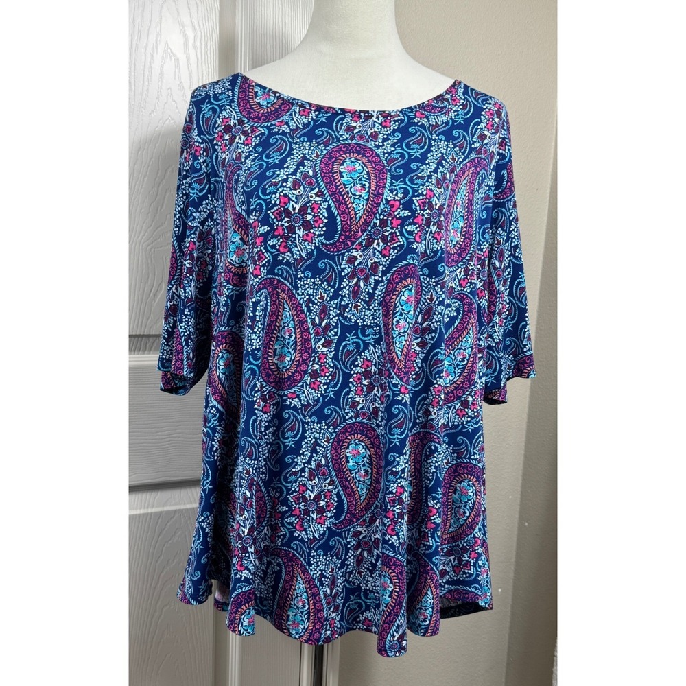 Chico's Women's Size 3 (XL) Paisley Print Top The Ultimate Tee 3/4 Sleeve‎ Boho